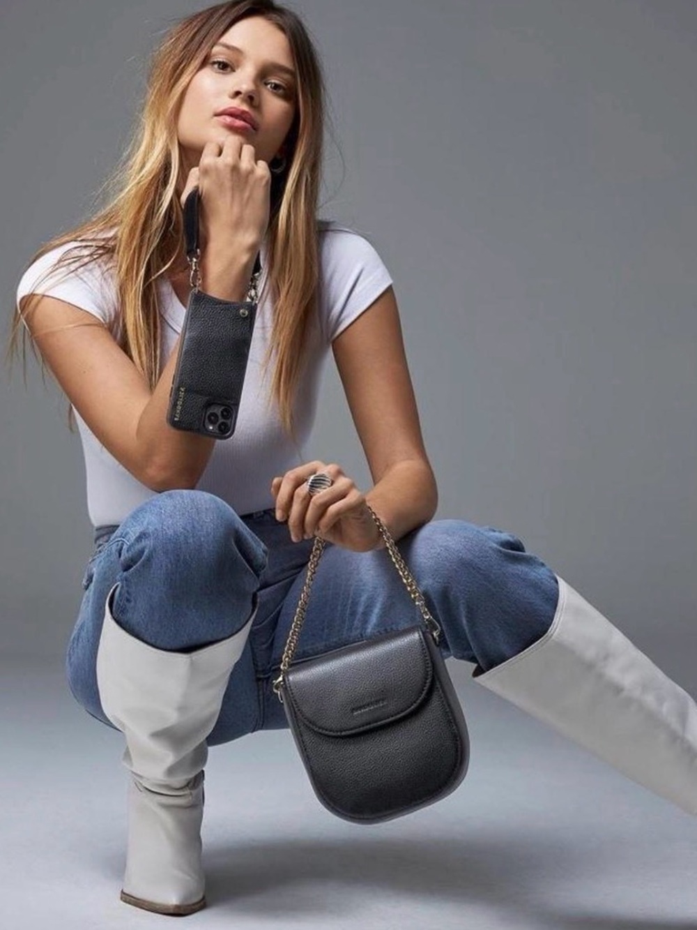 BANDOLIER Shay Leather Bag + Silver Chain Strap